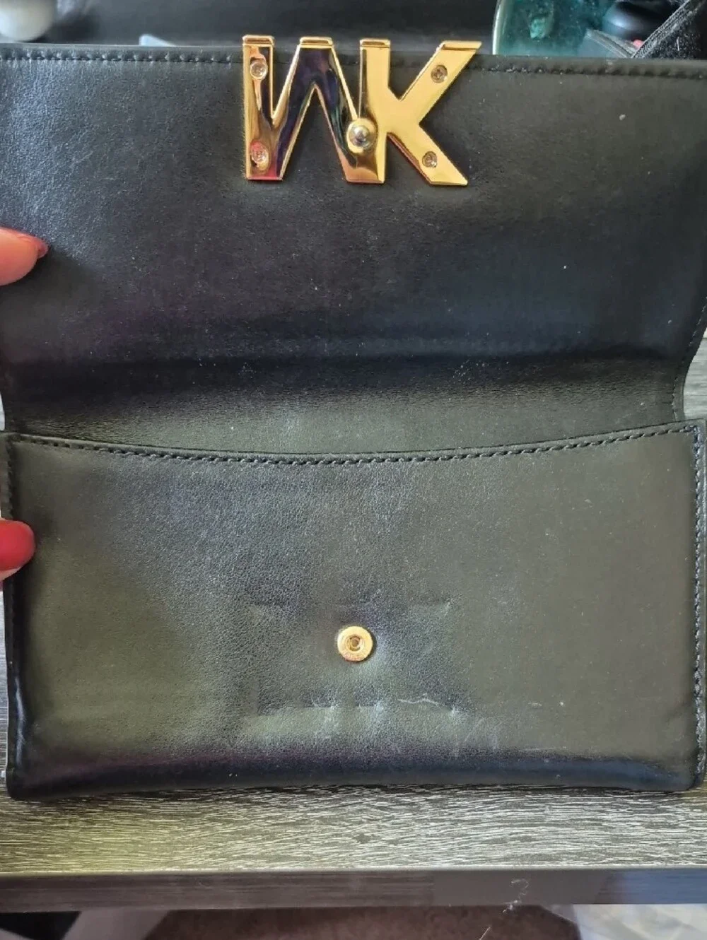 Michael Kors Florence Large Billfold Genuine Leather Black Clutch Wallet Purse